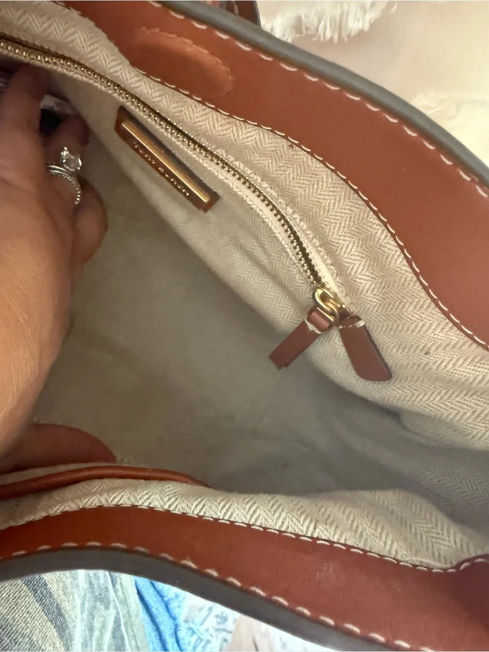 Tory Burch Brown Leather Crossbody Hobo with Logo Medallion